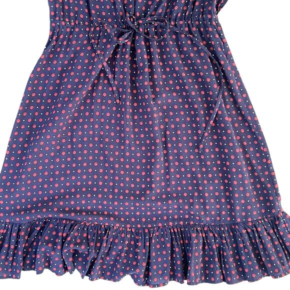 Draper James Navy Floral Polka Dot Ruffle Hem Dress Women’s Medium Retail $125 - Picture 7 of 10